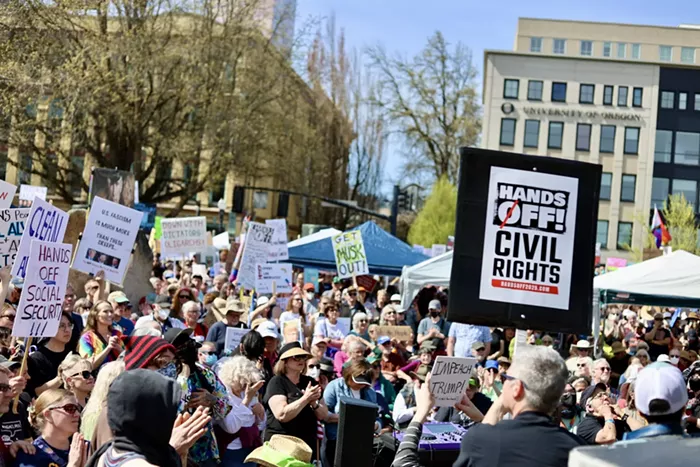At a Massive “Hands Off” Rally, Portlanders Protest Trump From All Angles 
